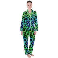 Paper-green-tiger Satin Long Sleeve Pajamas Set by nateshop