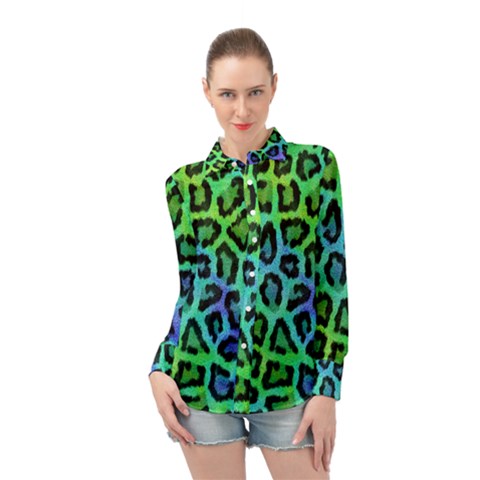 Paper-green-tiger Long Sleeve Chiffon Shirt by nateshop