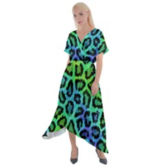 Paper-green-tiger Cross Front Sharkbite Hem Maxi Dress by nateshop