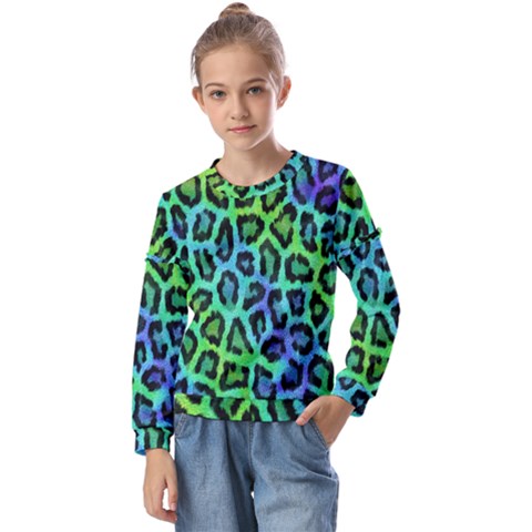 Paper-green-tiger Kids  Long Sleeve Tee With Frill  by nateshop