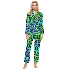 Paper-green-tiger Womens  Long Sleeve Velvet Pocket Pajamas Set by nateshop