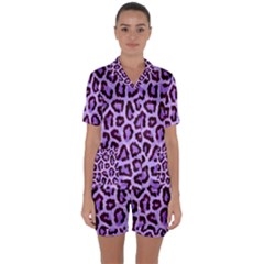 Paper-purple-tiger Satin Short Sleeve Pajamas Set by nateshop