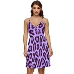 Paper-purple-tiger V-neck Pocket Summer Dress 