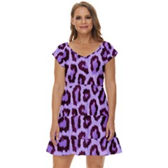 Paper-purple-tiger Short Sleeve Tiered Mini Dress