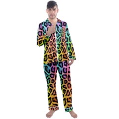 Paper-ranbow-tiger Men s Long Sleeve Satin Pajamas Set by nateshop