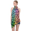 Paper-ranbow-tiger Halter Asymmetric Satin Top View1