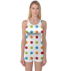 Polka-dots One Piece Boyleg Swimsuit by nateshop