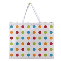 Polka-dots Zipper Large Tote Bag