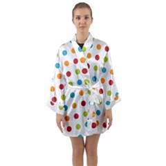 Polka-dots Long Sleeve Satin Kimono by nateshop