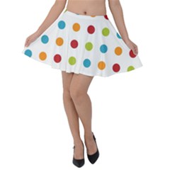 Polka-dots Velvet Skater Skirt by nateshop