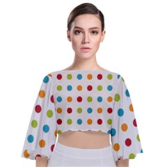 Polka-dots Tie Back Butterfly Sleeve Chiffon Top by nateshop