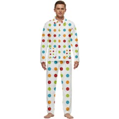 Polka-dots Men s Long Sleeve Velvet Pocket Pajamas Set