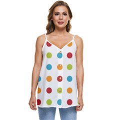 Polka-dots Casual Spaghetti Strap Chiffon Top