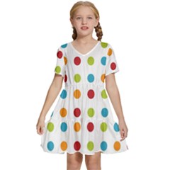 Polka-dots Kids  Short Sleeve Tiered Mini Dress