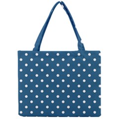 Polka-dots-blue White Mini Tote Bag by nateshop