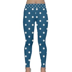 Polka-dots-blue White Classic Yoga Leggings by nateshop