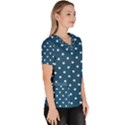 Polka-dots-blue White Women s V-Neck Scrub Top View3