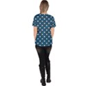 Polka-dots-blue White Women s V-Neck Scrub Top View4