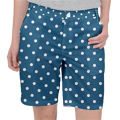 Polka-dots-blue White Pocket Shorts by nateshop