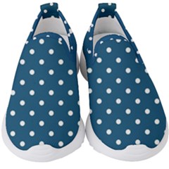 Polka-dots-blue White Kids  Slip On Sneakers by nateshop