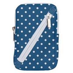 Polka-dots-blue White Belt Pouch Bag (small) by nateshop