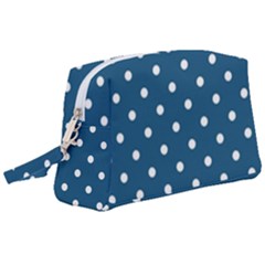 Polka-dots-blue White Wristlet Pouch Bag (large) by nateshop