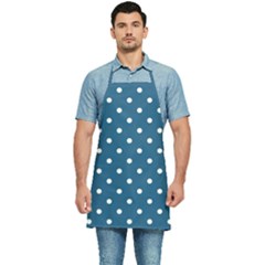 Polka-dots-blue White Kitchen Apron by nateshop