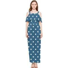 Polka-dots-blue White Draped Sleeveless Chiffon Jumpsuit by nateshop