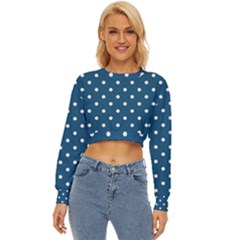 Polka-dots-blue White Lightweight Long Sleeve Sweatshirt by nateshop