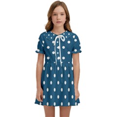 Polka-dots-blue White Kids  Sweet Collar Dress