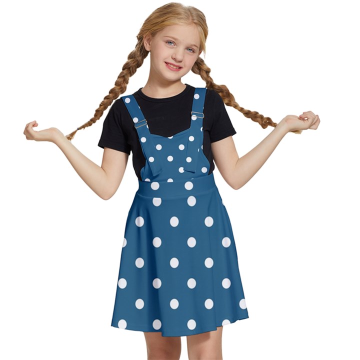 Polka-dots-blue White Kids  Apron Dress