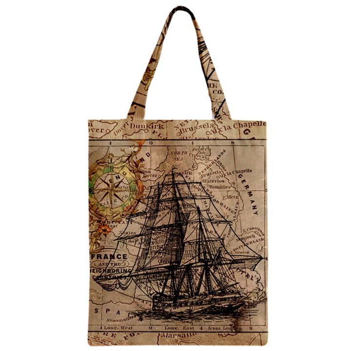 Ship Map Navigation Vintage Zipper Classic Tote Bag