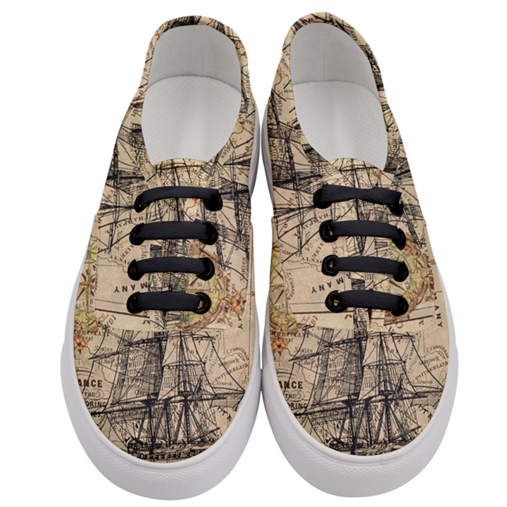 Ship Map Navigation Vintage Women s Classic Low Top Sneakers