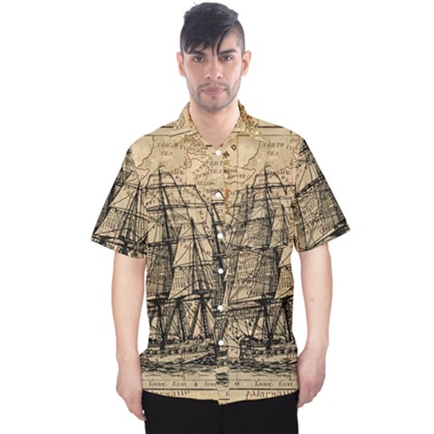 Ship Map Navigation Vintage Men s Hawaii Shirt by Sapixe