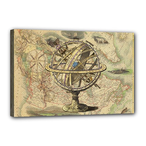 Map Compass Nautical Vintage Canvas 18  X 12  (stretched) by Sapixe