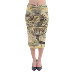 Map Compass Nautical Vintage Midi Pencil Skirt by Sapixe