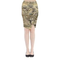 Map Compass Nautical Vintage Midi Wrap Pencil Skirt by Sapixe