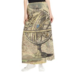 Map Compass Nautical Vintage Maxi Chiffon Skirt by Sapixe