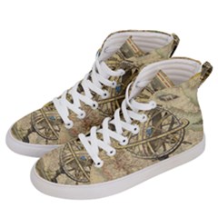 Map Compass Nautical Vintage Men s Hi-top Skate Sneakers by Sapixe