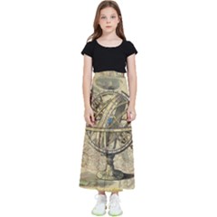 Map Compass Nautical Vintage Kids  Flared Maxi Skirt by Sapixe