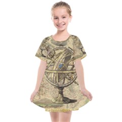 Map Compass Nautical Vintage Kids  Smock Dress by Sapixe