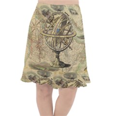 Map Compass Nautical Vintage Fishtail Chiffon Skirt by Sapixe