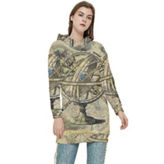 Map Compass Nautical Vintage Women s Long Oversized Pullover Hoodie