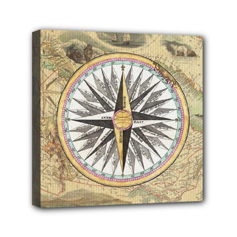 Map Vintage Nautical Collage Mini Canvas 6  X 6  (stretched) by Sapixe