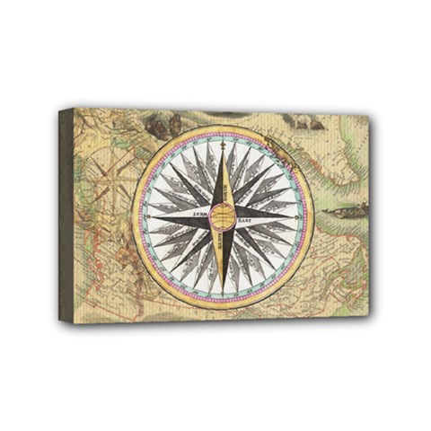 Map Vintage Nautical Collage Mini Canvas 6  X 4  (stretched) by Sapixe