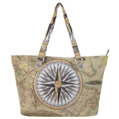 Map Vintage Nautical Collage Full Print Shoulder Bag by Sapixe