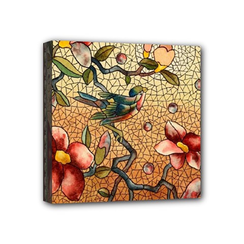 Flower Cubism Mosaic Vintage Mini Canvas 4  X 4  (stretched)