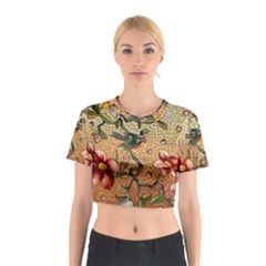 Flower Cubism Mosaic Vintage Cotton Crop Top by Sapixe