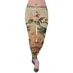 Flower Cubism Mosaic Vintage Velvet Leggings