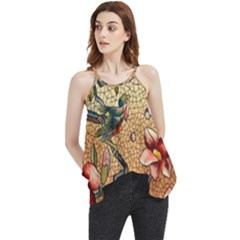 Flower Cubism Mosaic Vintage Flowy Camisole Tank Top by Sapixe